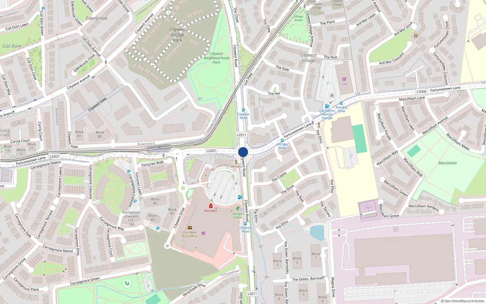 Overhead map showing the location of 147 Belfry Hall, Citywest Road