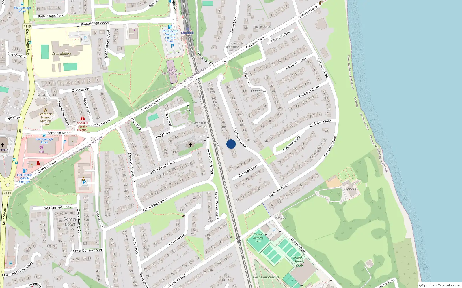 Overhead map showing the location of 147 Corbawn Wood, Shankill