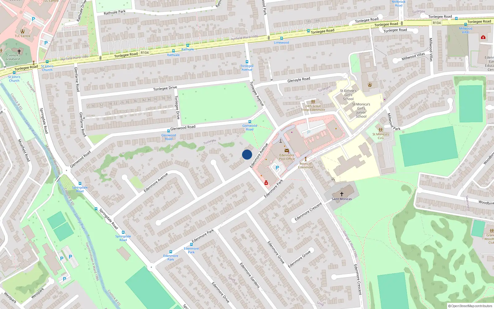 Overhead map showing the location of 147 Edenmore Avenue, Dublin 5