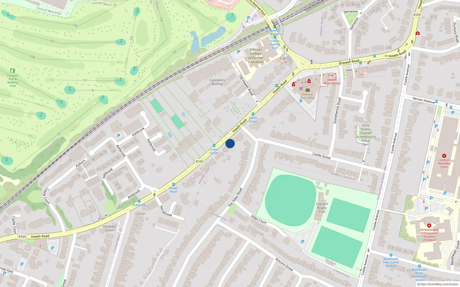 Overhead map showing the location of 147 Howth Road, Dublin 3