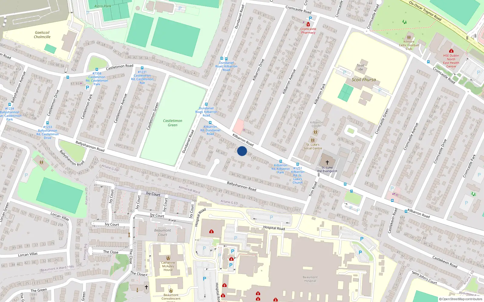 Overhead map showing the location of 147 Kilbarron Road, Dublin 5