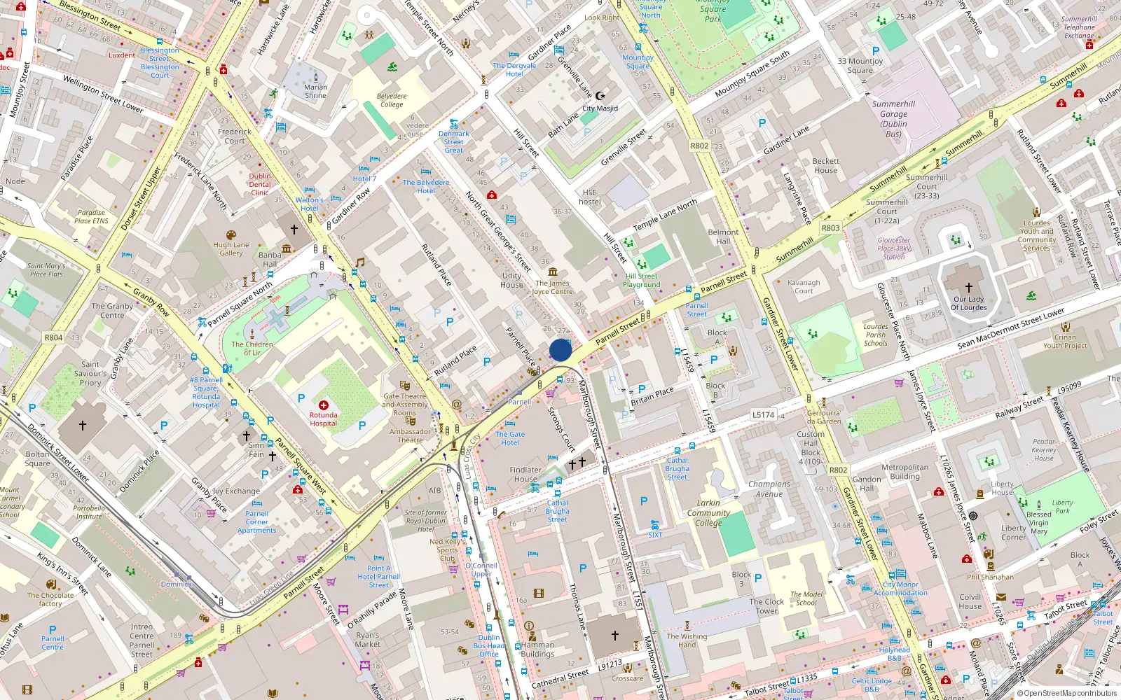 Overhead map showing the location of 147 Parnell Street, Dublin 1