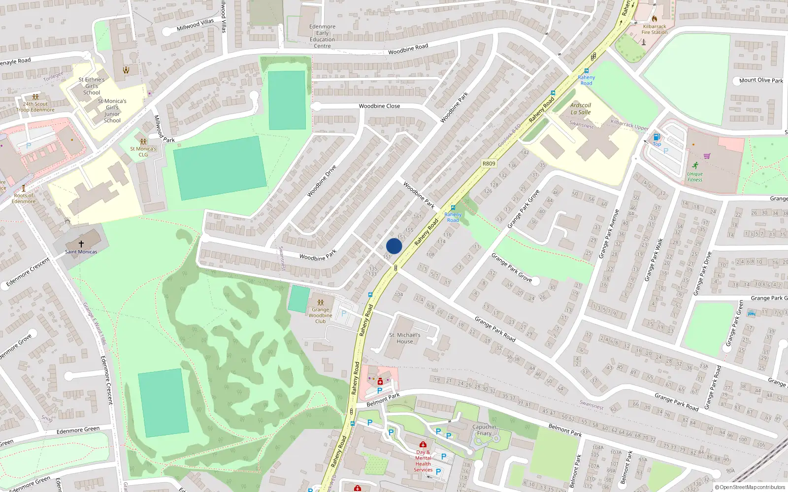 Overhead map showing the location of 147 Raheny Road, Dublin 5