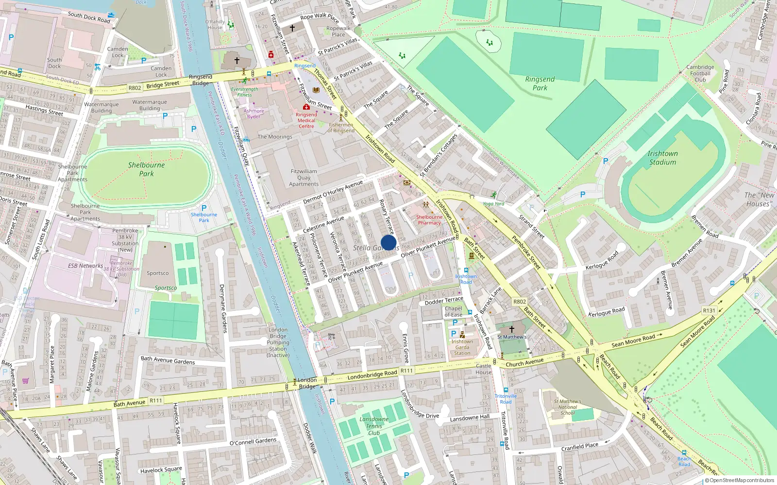 Overhead map showing the location of 147 Rosary Terrace, Irishtown