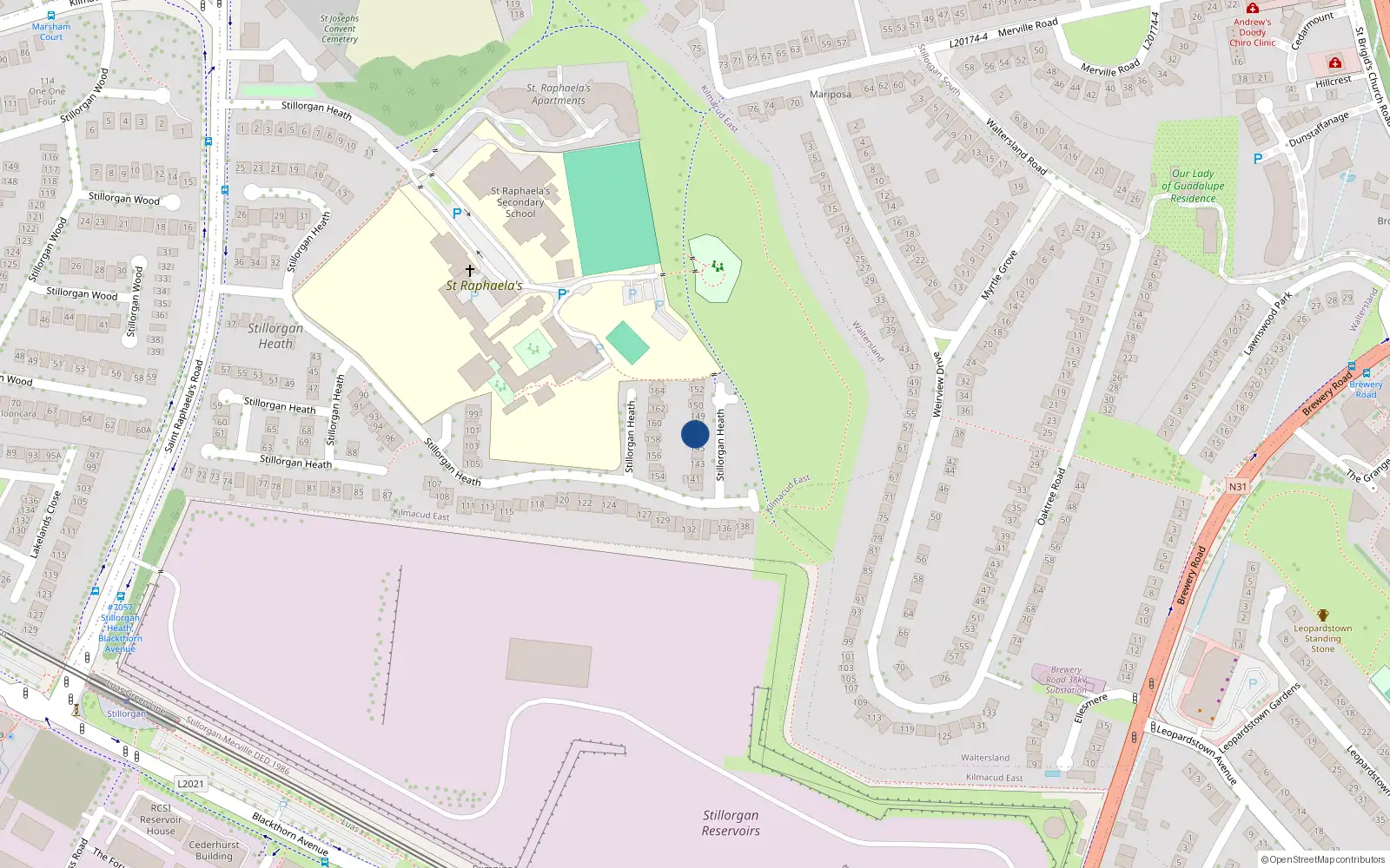 Overhead map showing the location of 147 Stillorgan Heath, Stillorgan, Dublin