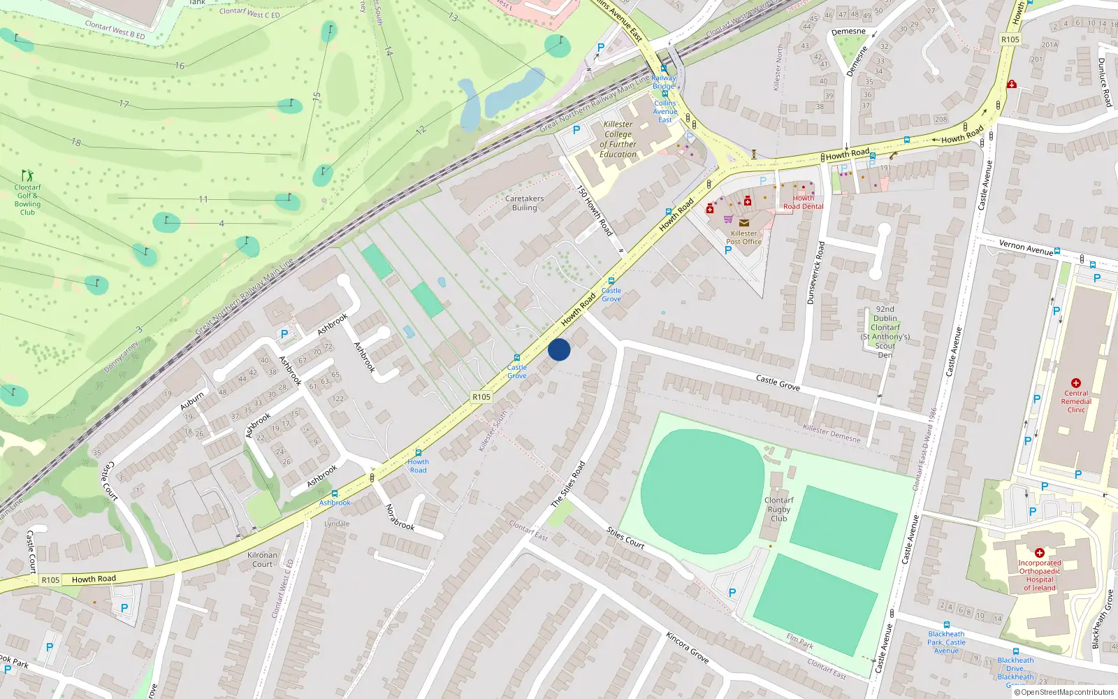 Overhead map showing the location of 147A Howth Road, Dublin 3