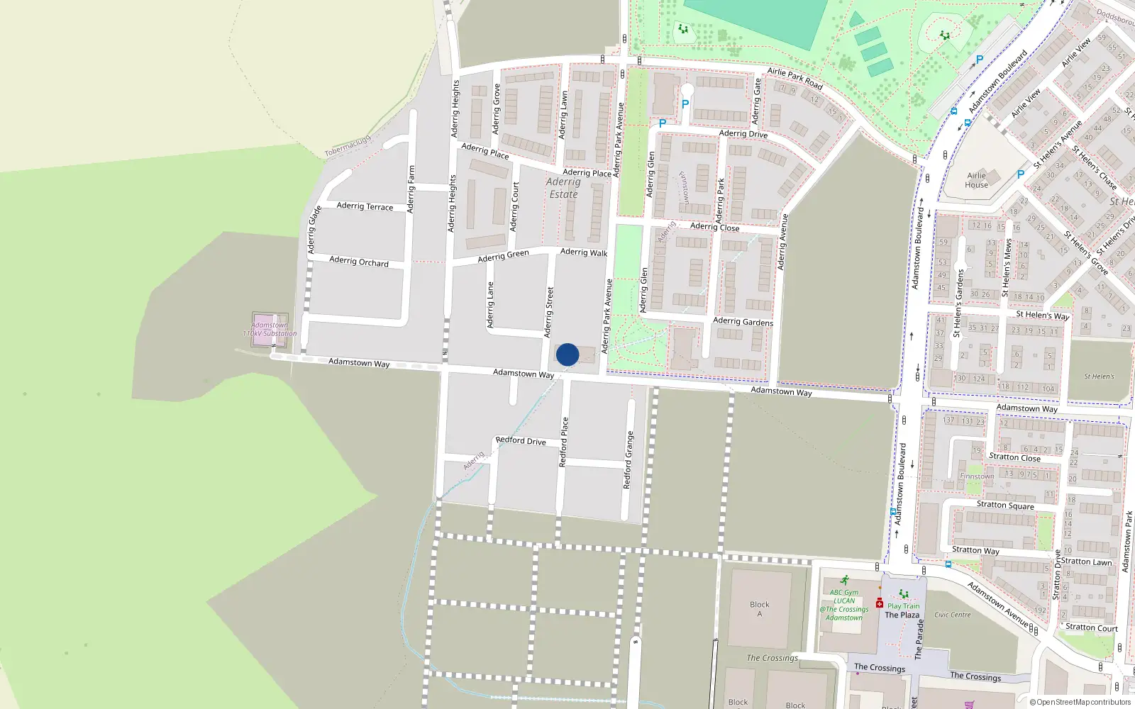 Overhead map showing the location of 148 Adamstown Way, Lucan