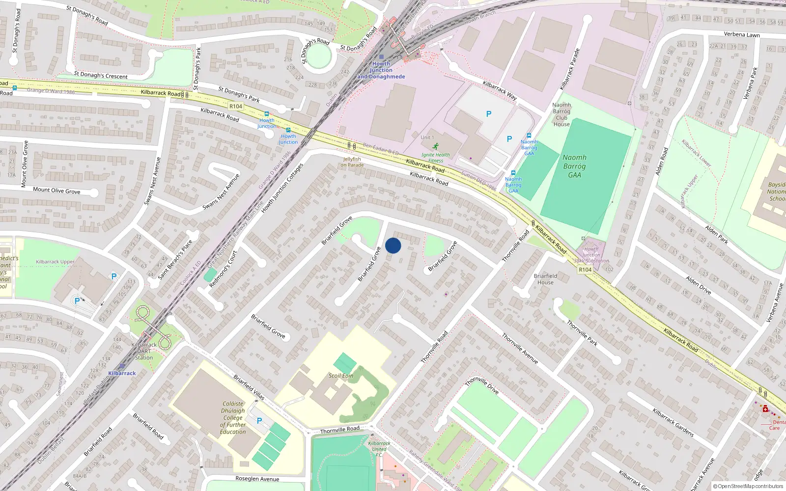 Overhead map showing the location of 148 Briarfield Grove, Dublin 5