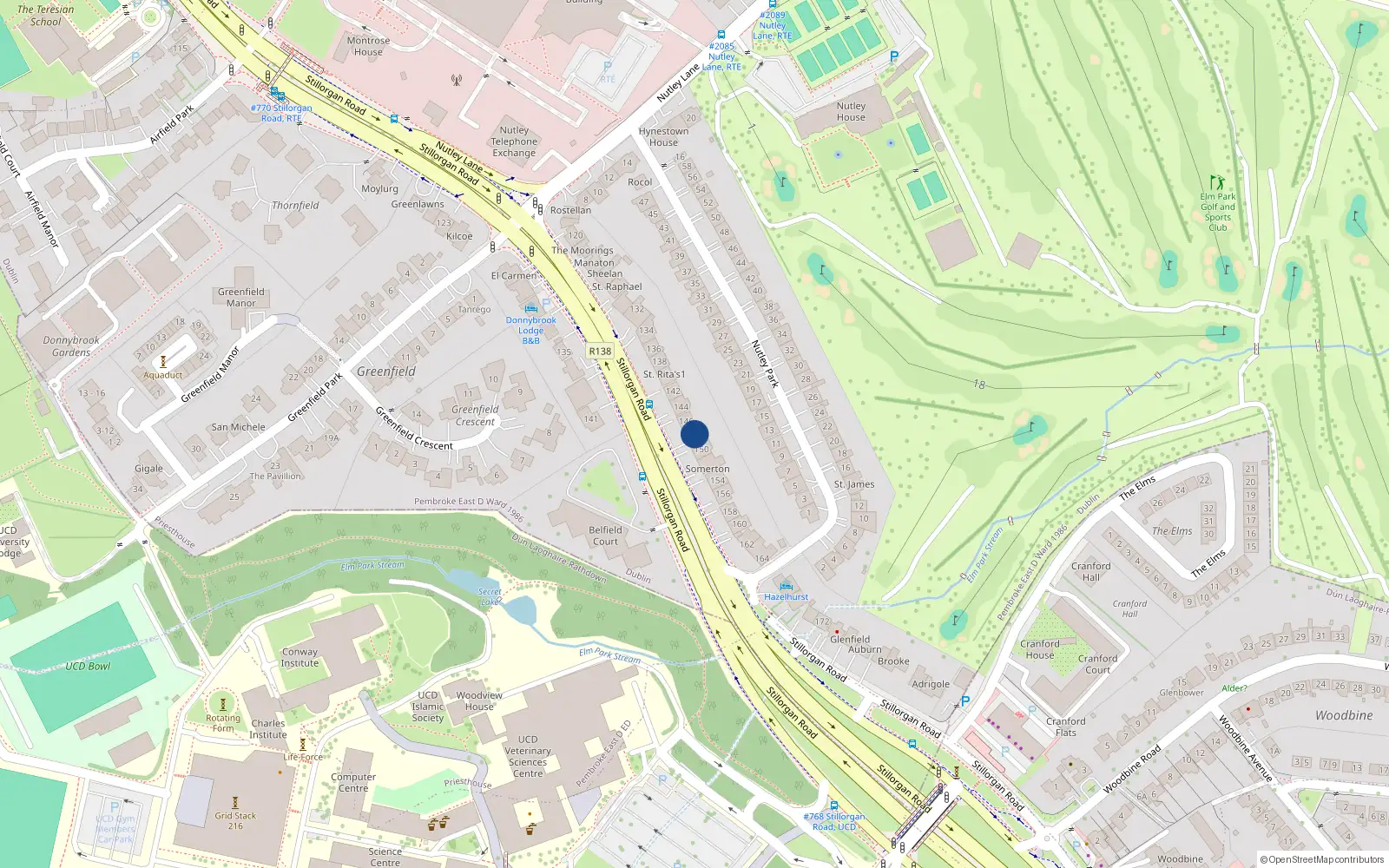 Overhead map showing the location of 148 Stillorgan Road, Priesthouse