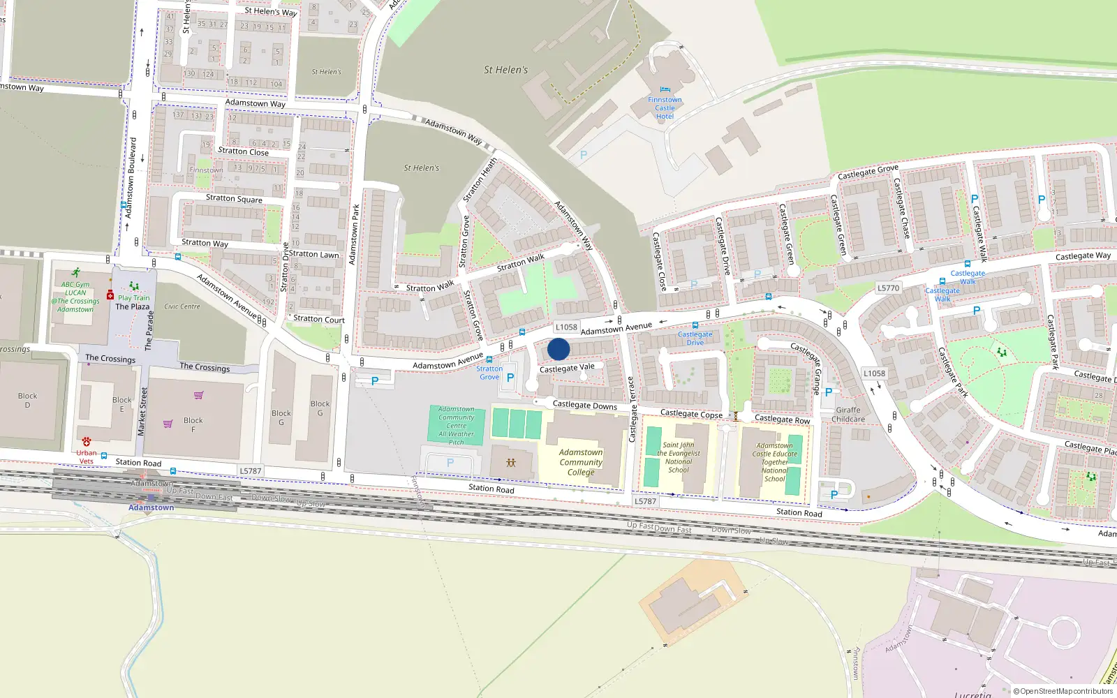 Overhead map showing the location of 149 Adamstown Avenue, Lucan, Co. Dublin