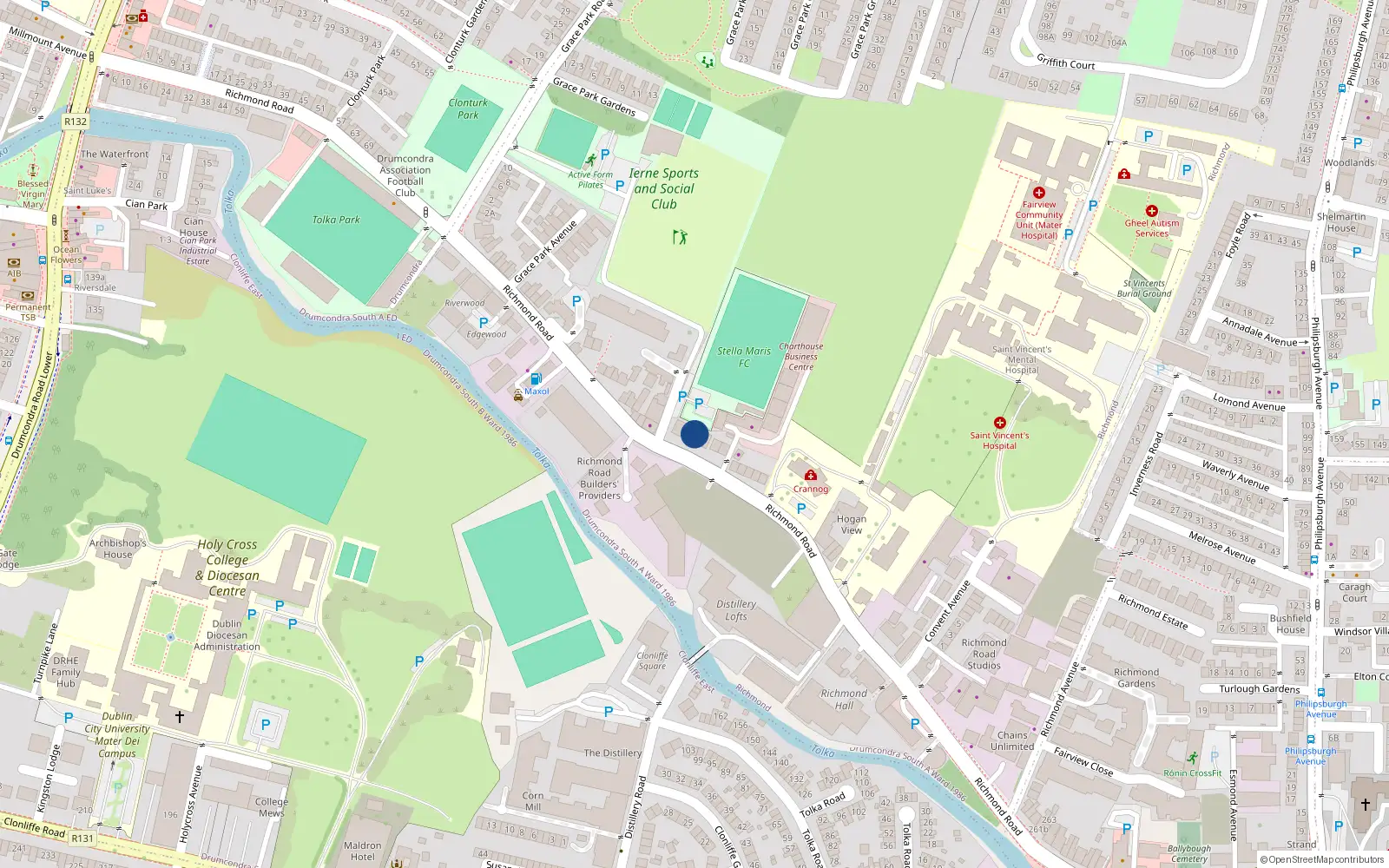 Overhead map showing the location of 149C Richmond Road, Dublin 3