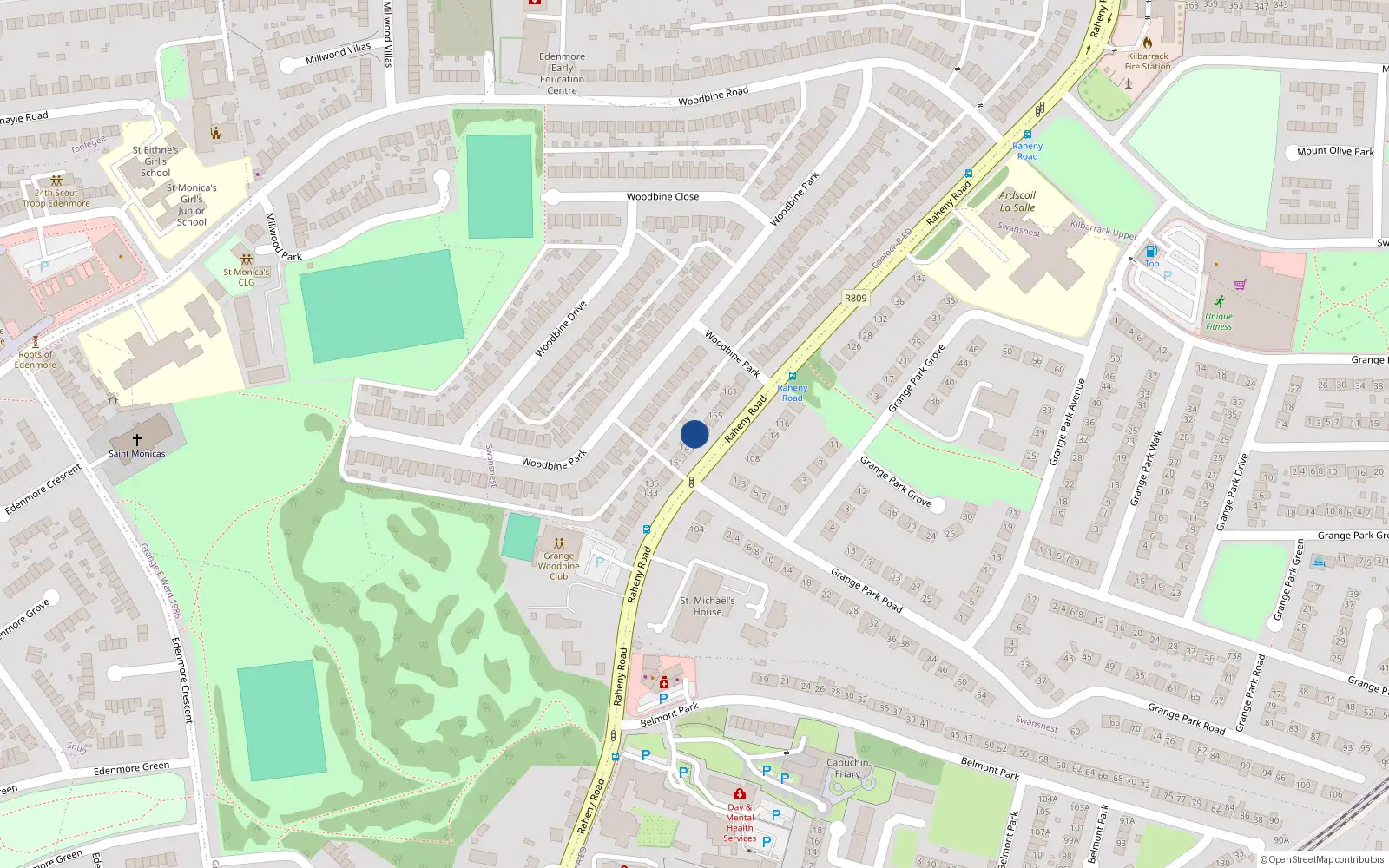 Overhead map showing the location of 149 Raheny Road, Dublin 5, Dublin