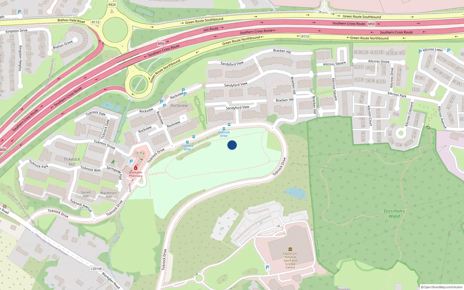Overhead map showing the location of 149 Sandyford View, Dublin