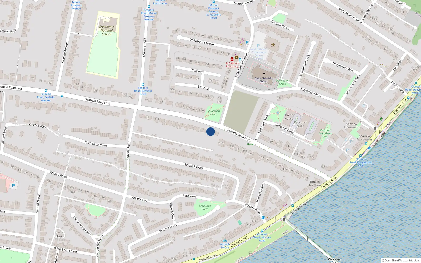 Overhead map showing the location of 149 Seafield Road East, Dublin 3