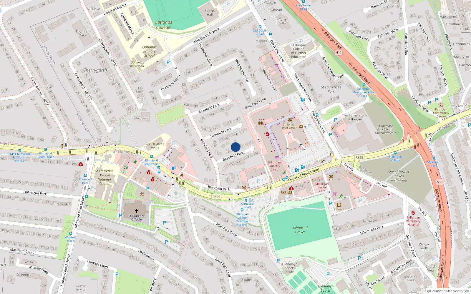 Overhead map showing the location of 14A Beaufield Park, Co Dublin