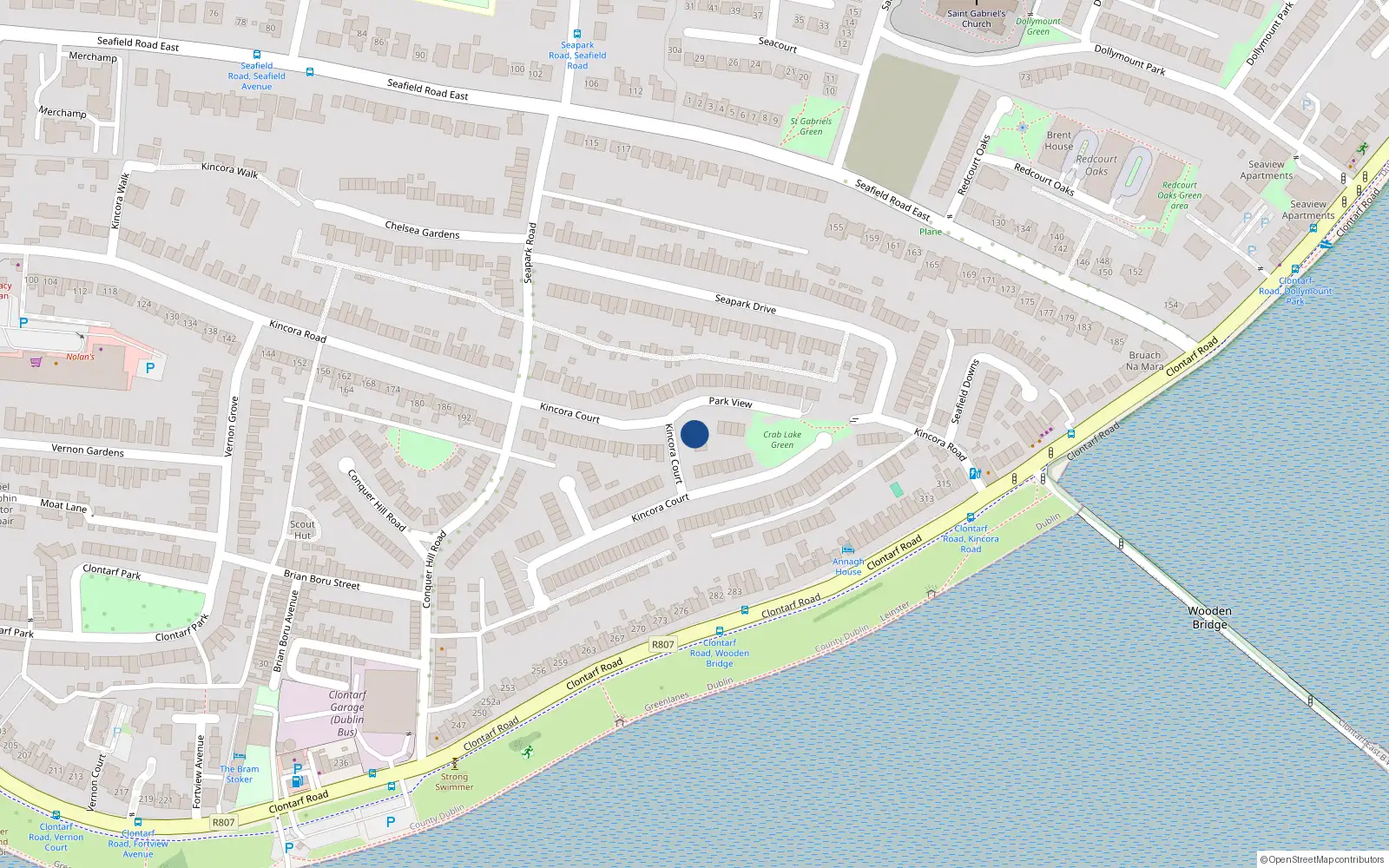 Overhead map showing the location of 14A Kincora Court, Dublin 3