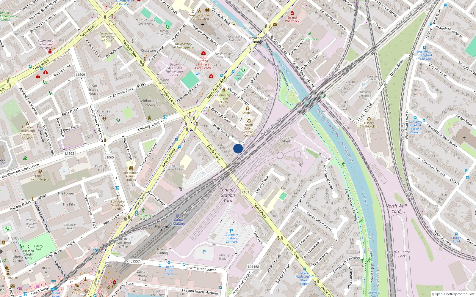 Overhead map showing the location of 14A Seville Terrace, Dublin