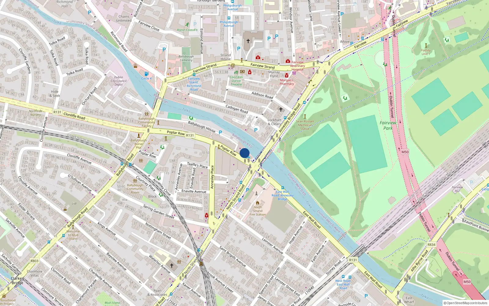 Overhead map showing the location of 14B Poplar Row, Dublin 3