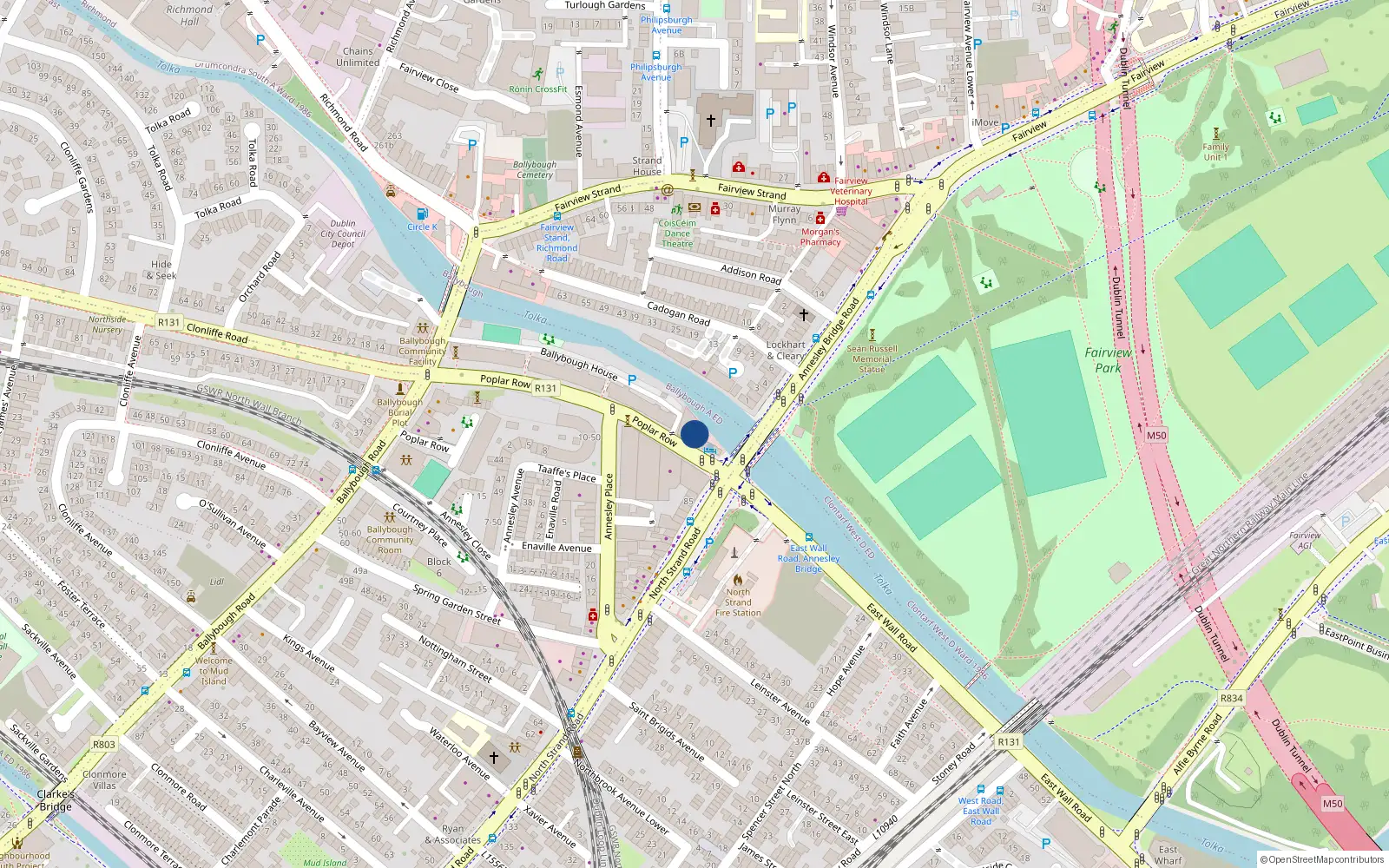 Overhead map showing the location of 14C Poplar Row, Dublin 3