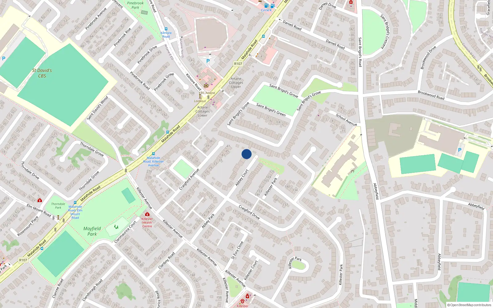 Overhead map showing the location of 15 Abbey Court, Dublin 5