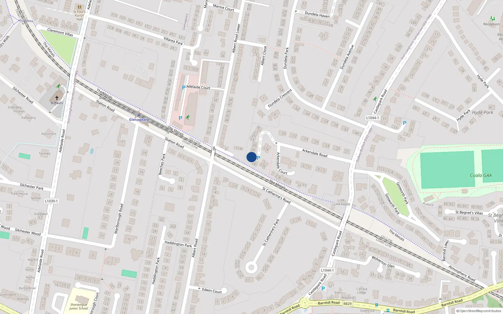 Overhead map showing the location of 15 Arkendale Woods, Dublin
