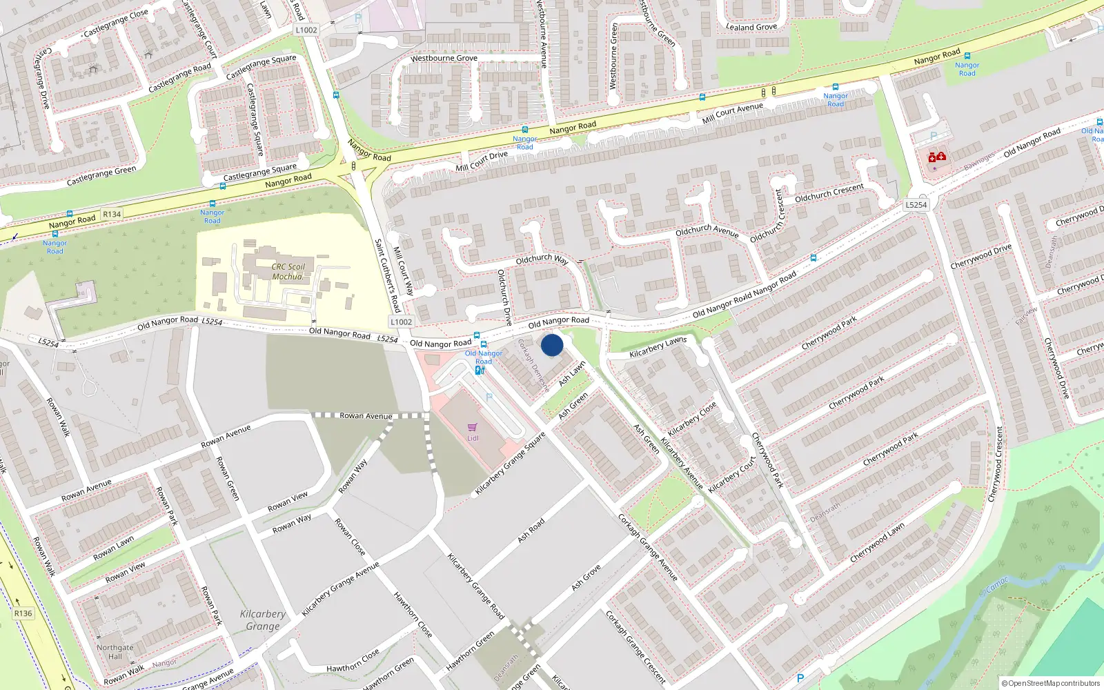 Overhead map showing the location of 15 Ash Lawn, Corkagh Demesne