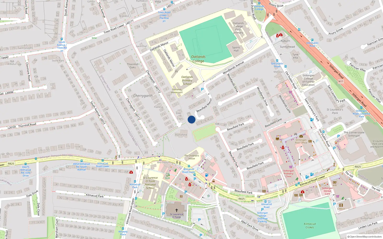 Overhead map showing the location of 15 Beaufield Manor, Co. Dublin