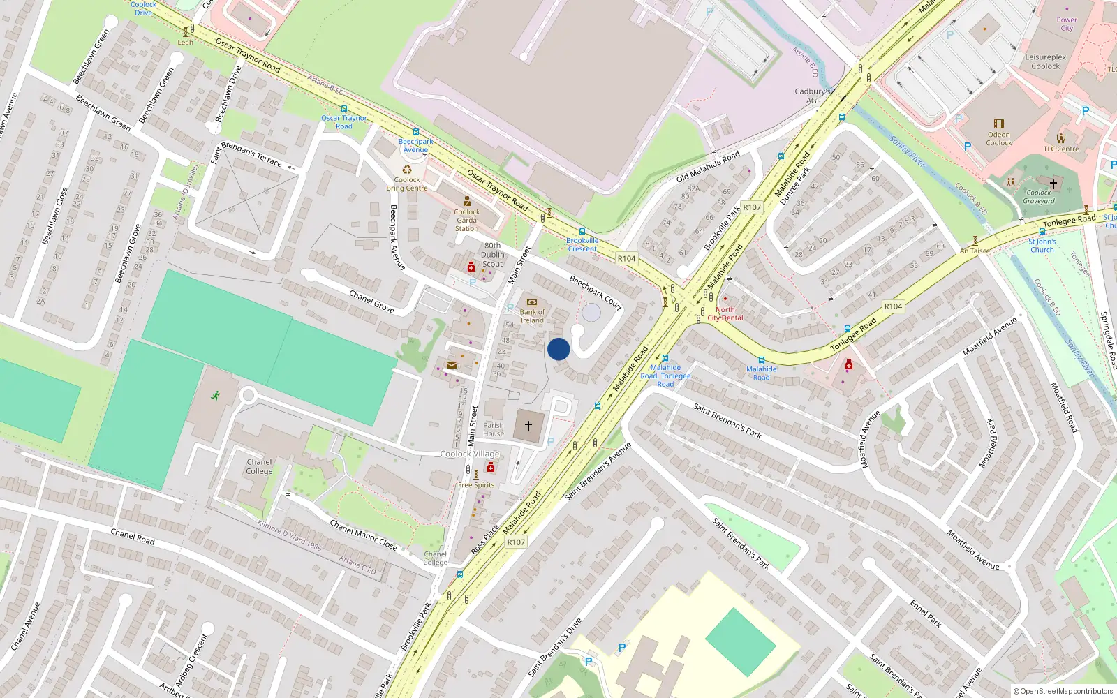Overhead map showing the location of 15 Beechpark Court, Coolock, Dublin 5