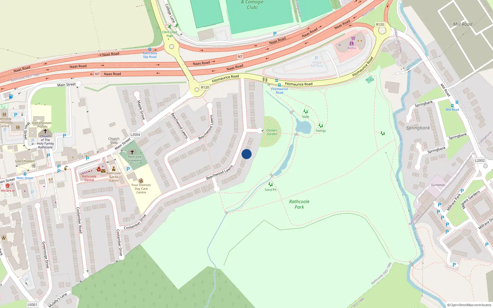 Overhead map showing the location of 15 Beechwood Lawns, Rathcoole