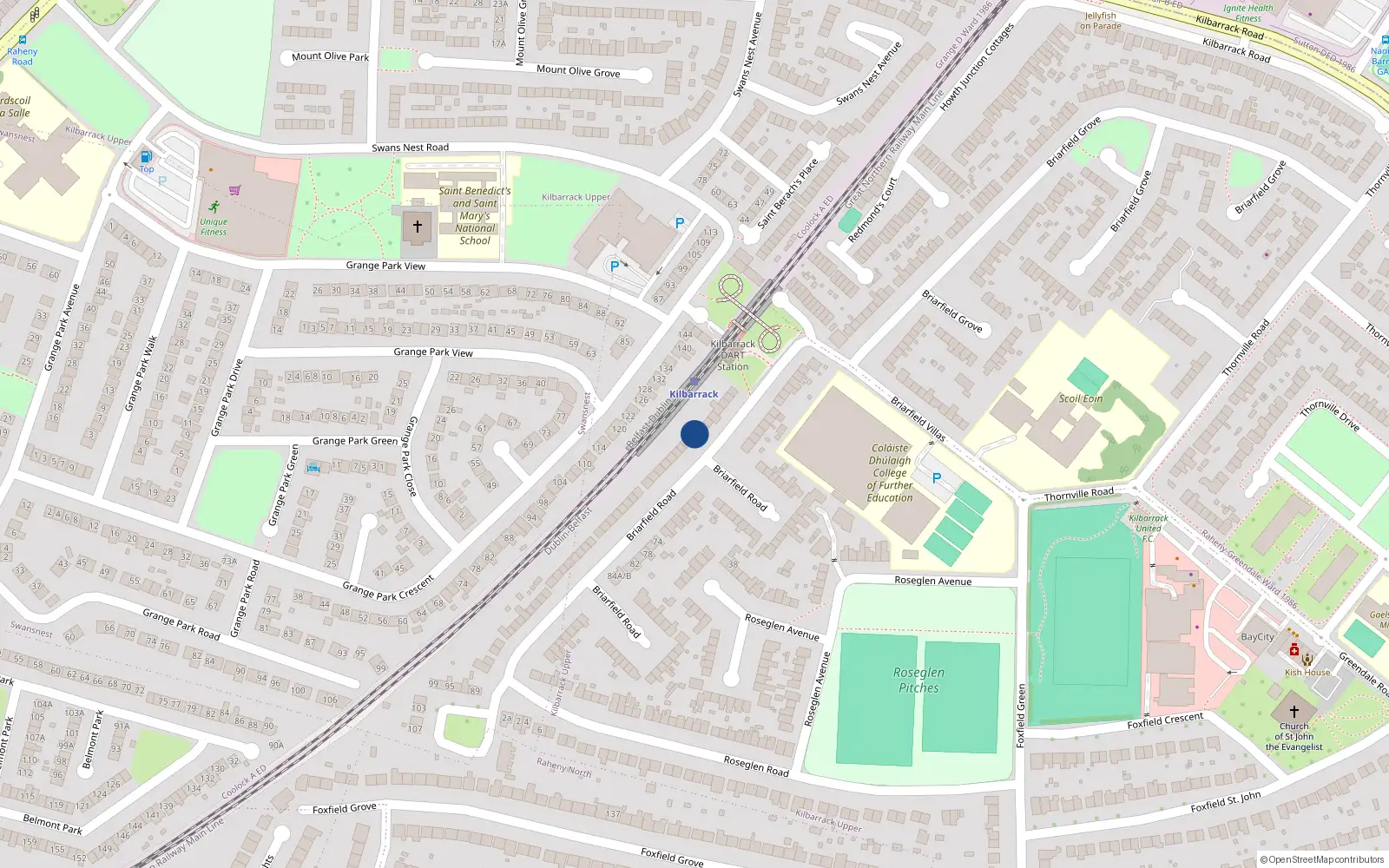 Overhead map showing the location of 15 Briarfield Road, Dublin 5