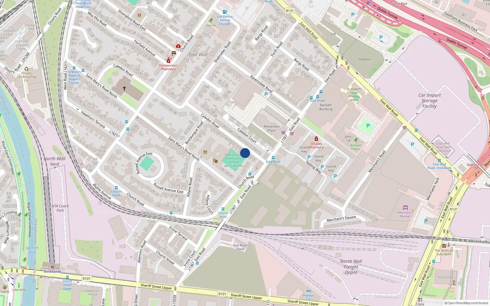 Overhead map showing the location of 15 Caledon Road, Dublin 3
