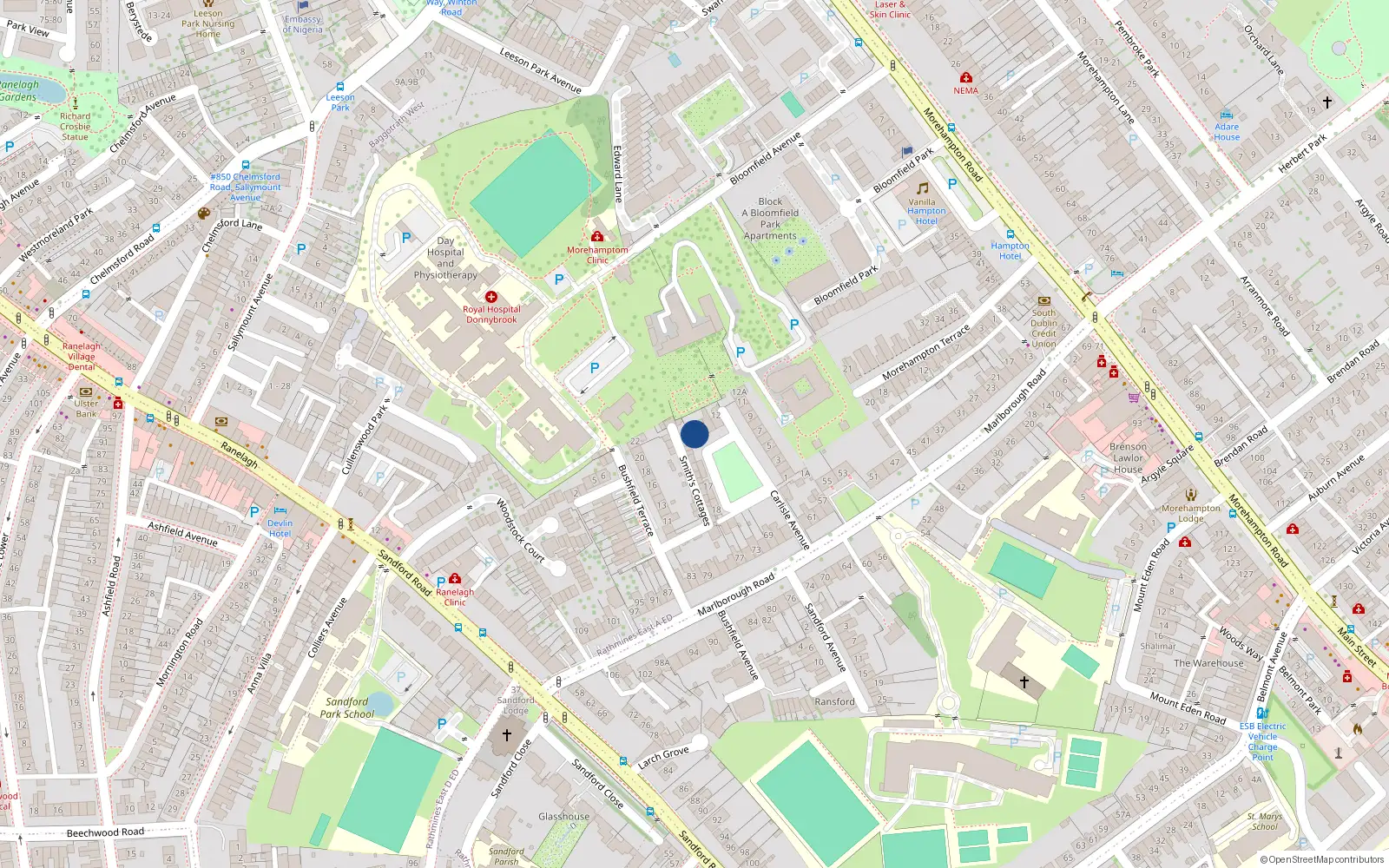 Overhead map showing the location of 15 Carlisle Avenue, Donnybrook