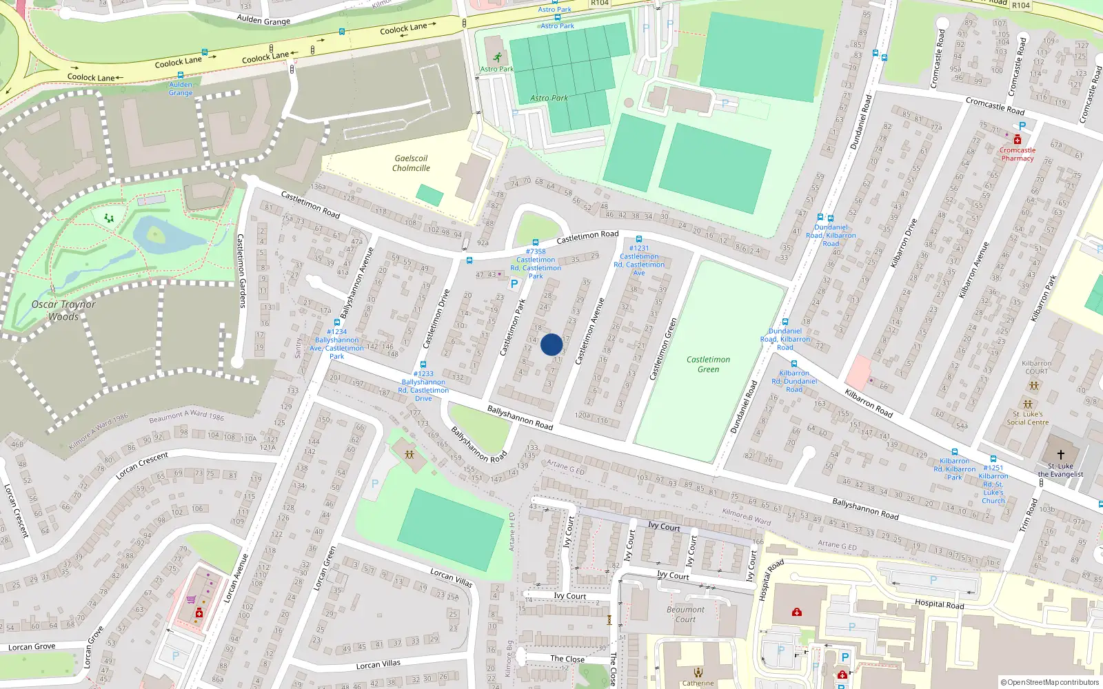 Overhead map showing the location of 15 Castletimon Avenue, Dublin 5