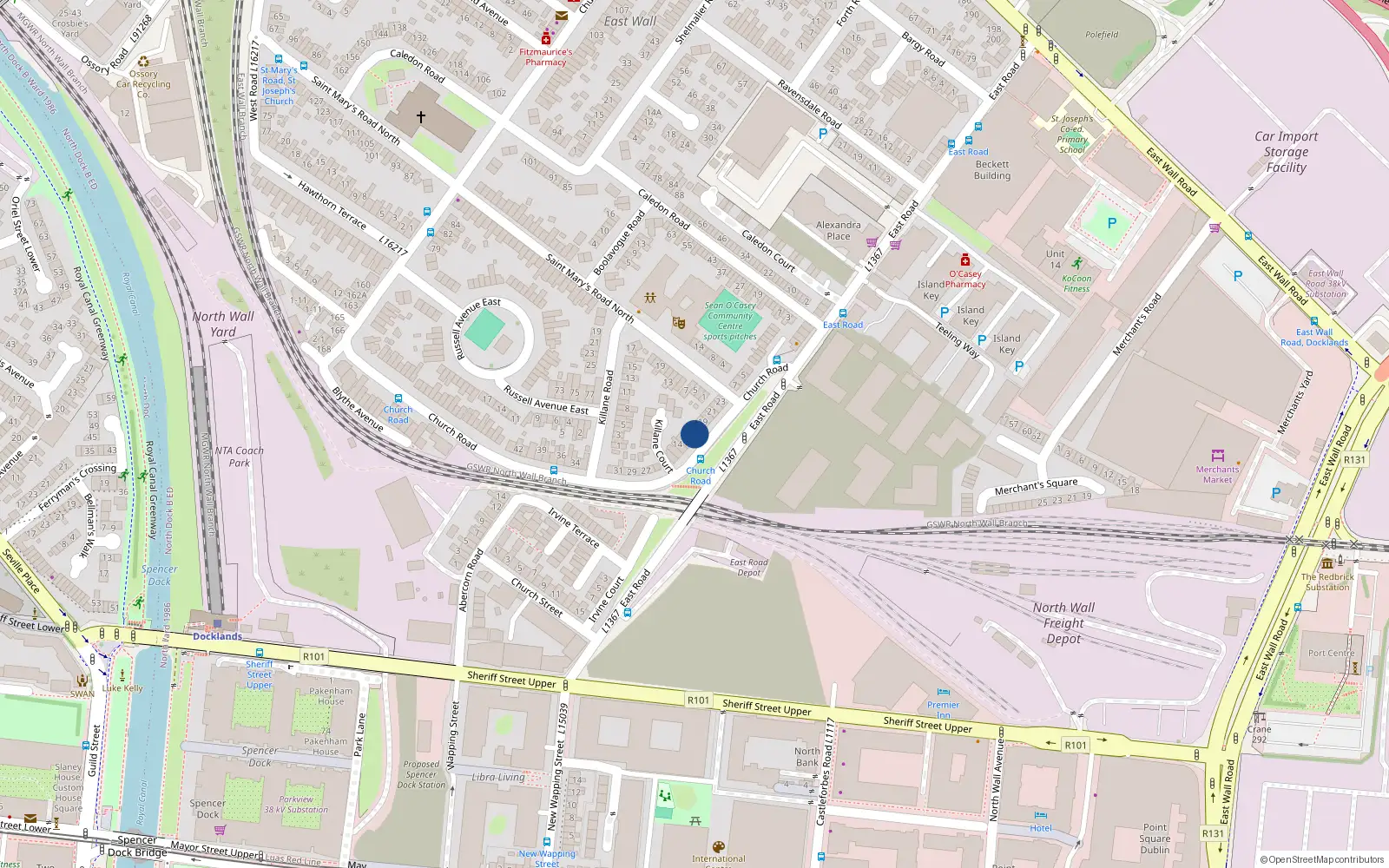 Overhead map showing the location of 15 Church Road, Dublin 3