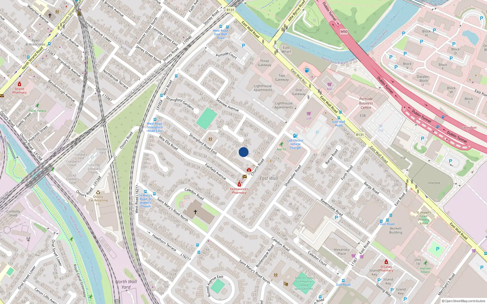 Overhead map showing the location of 15 Church Square, East Wall, Dublin 3