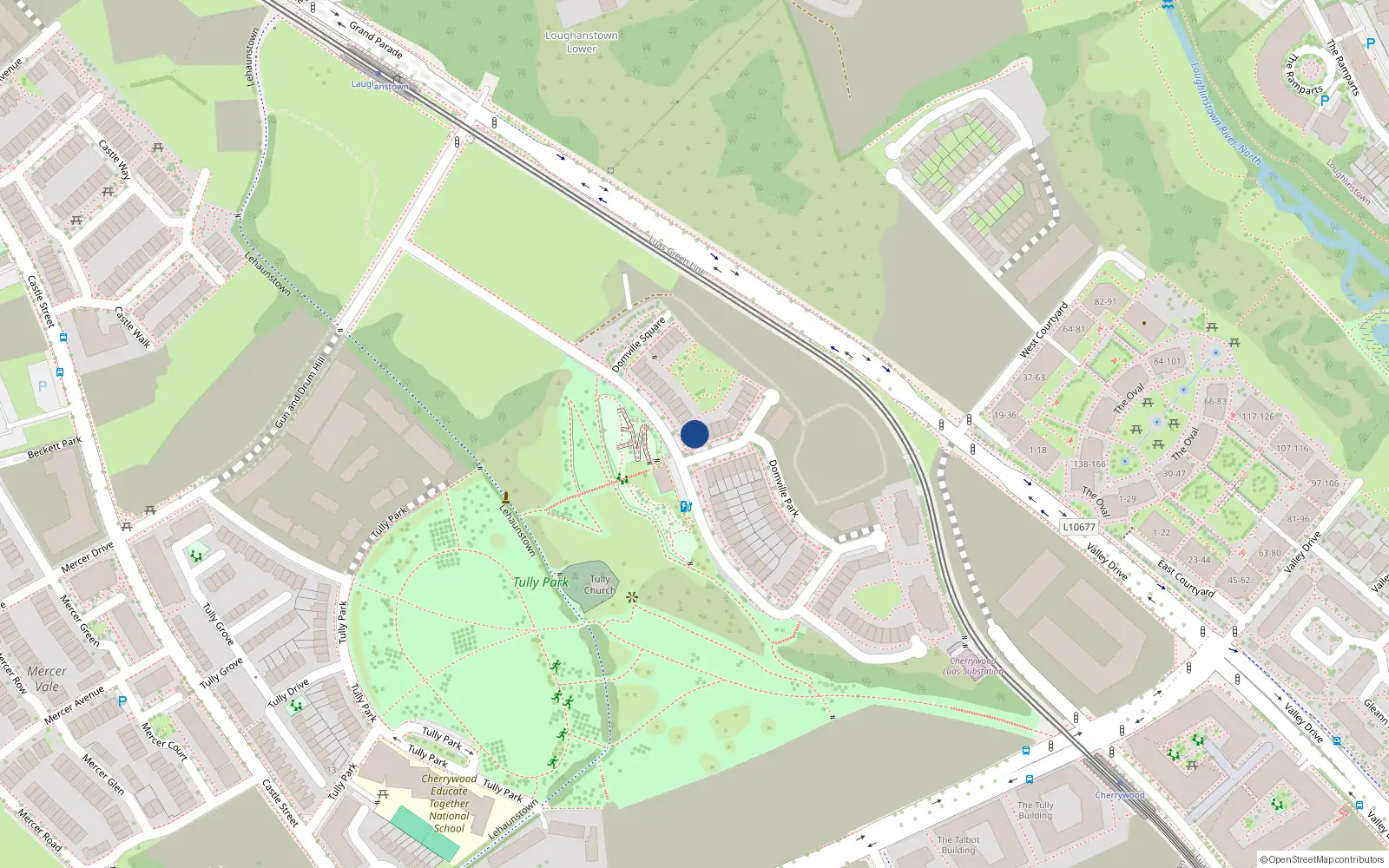 Overhead map showing the location of 15 Domville Drive, Cherrywood
