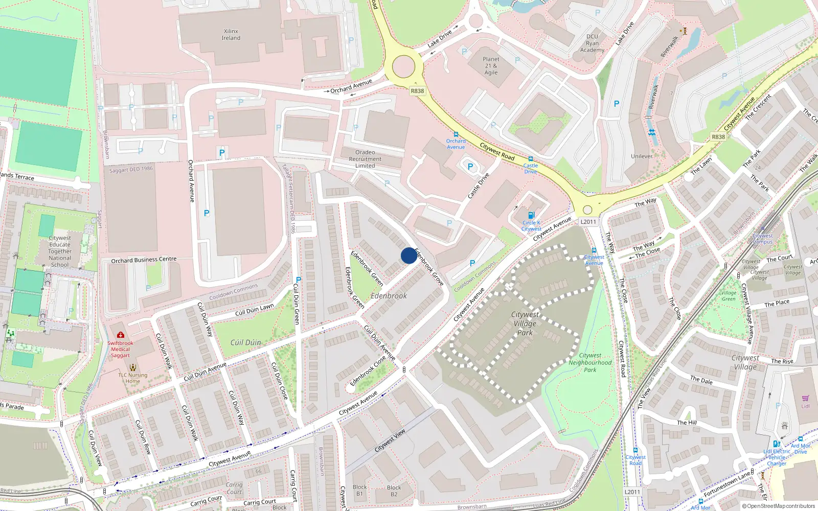 Overhead map showing the location of 15 Edenbrook Green, Citywest