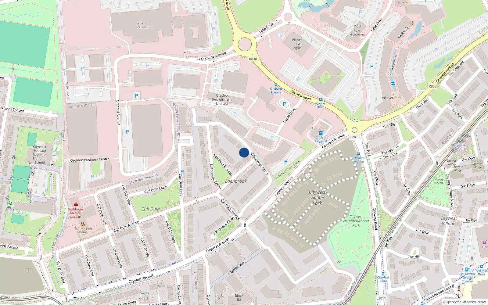 Overhead map showing the location of 15 Edenbrook Grove, Citywest