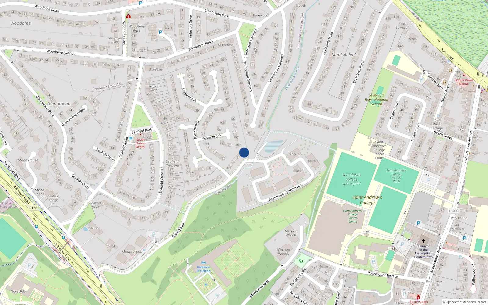 Overhead map showing the location of 15 Fosterbrook, Trimleston or Owenstown
