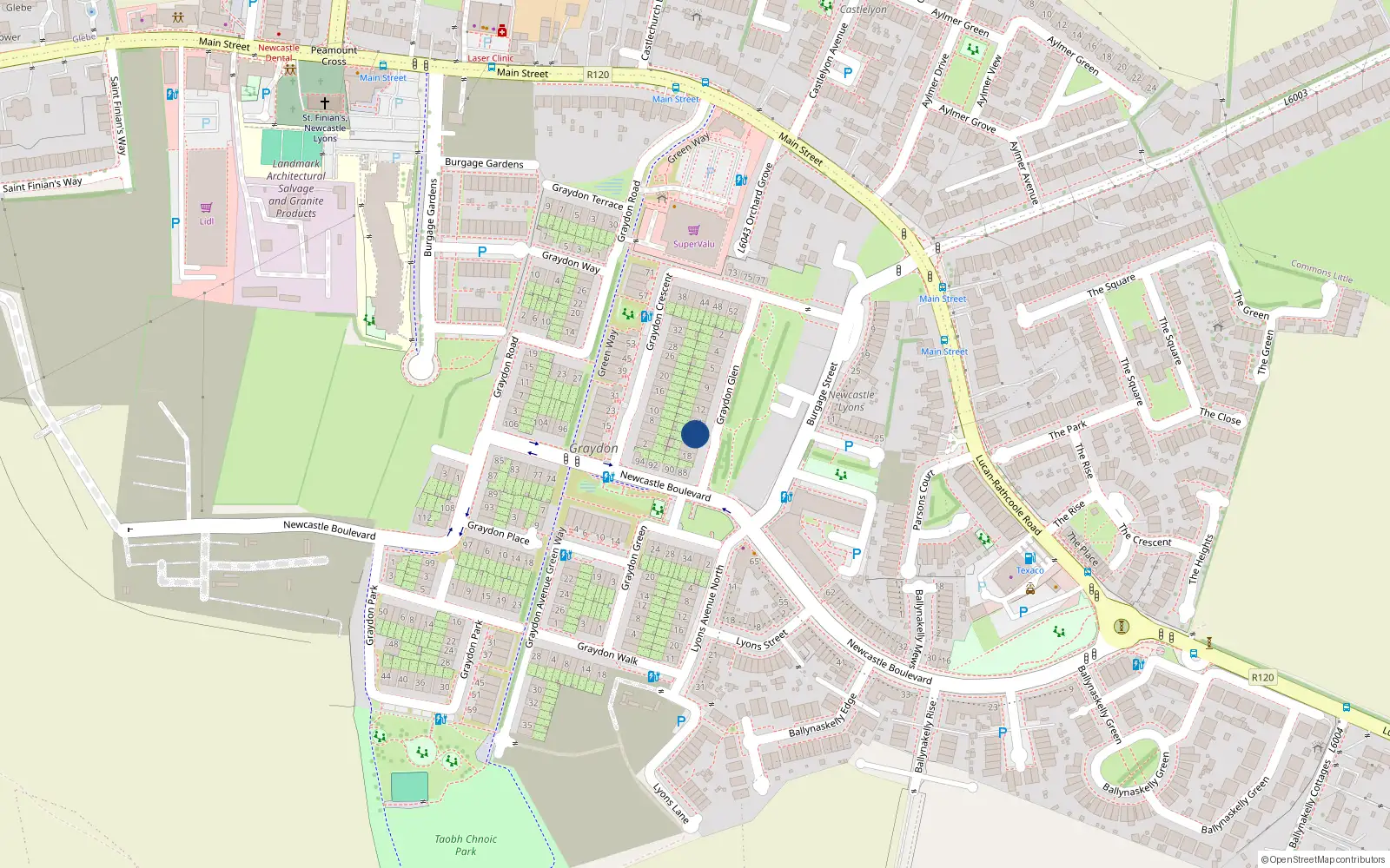 Overhead map showing the location of 15 Graydon Glen, Newcastle