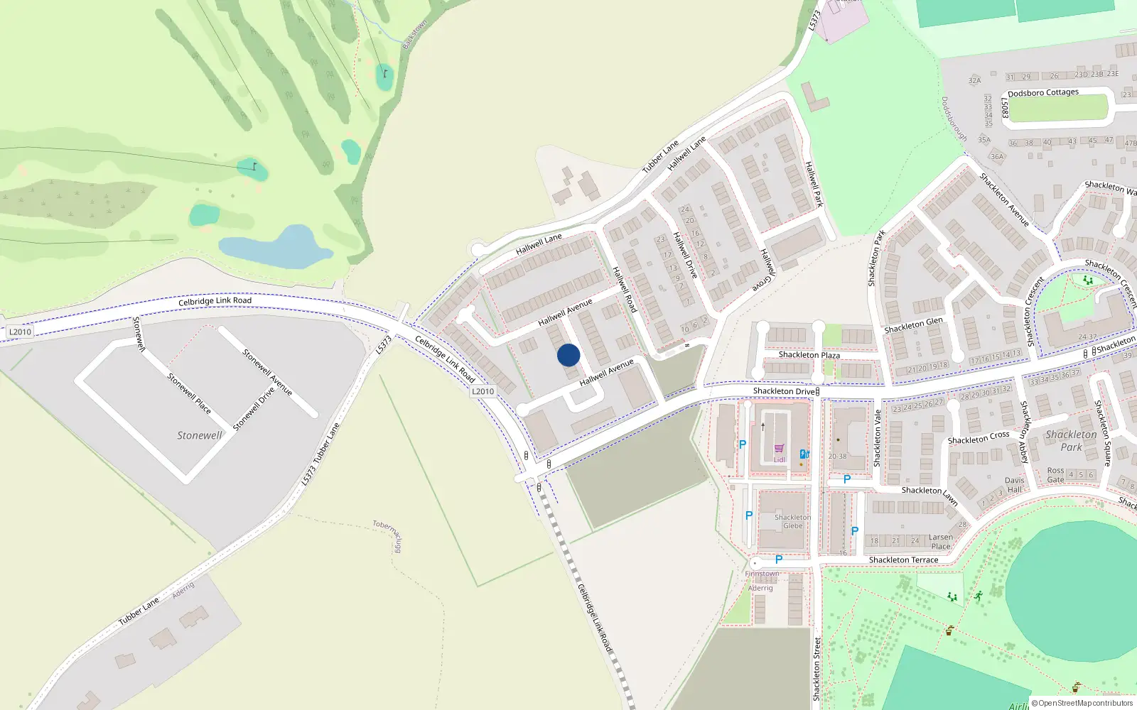 Overhead map showing the location of 15 Hallwell Avenue, Adamstown