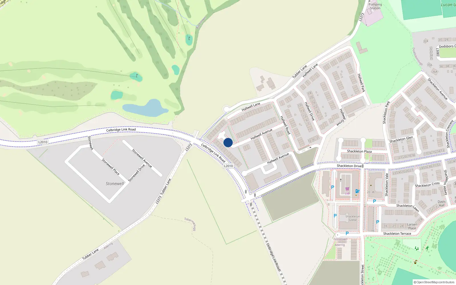 Overhead map showing the location of 15 Hallwell Green, Tobermaclugg