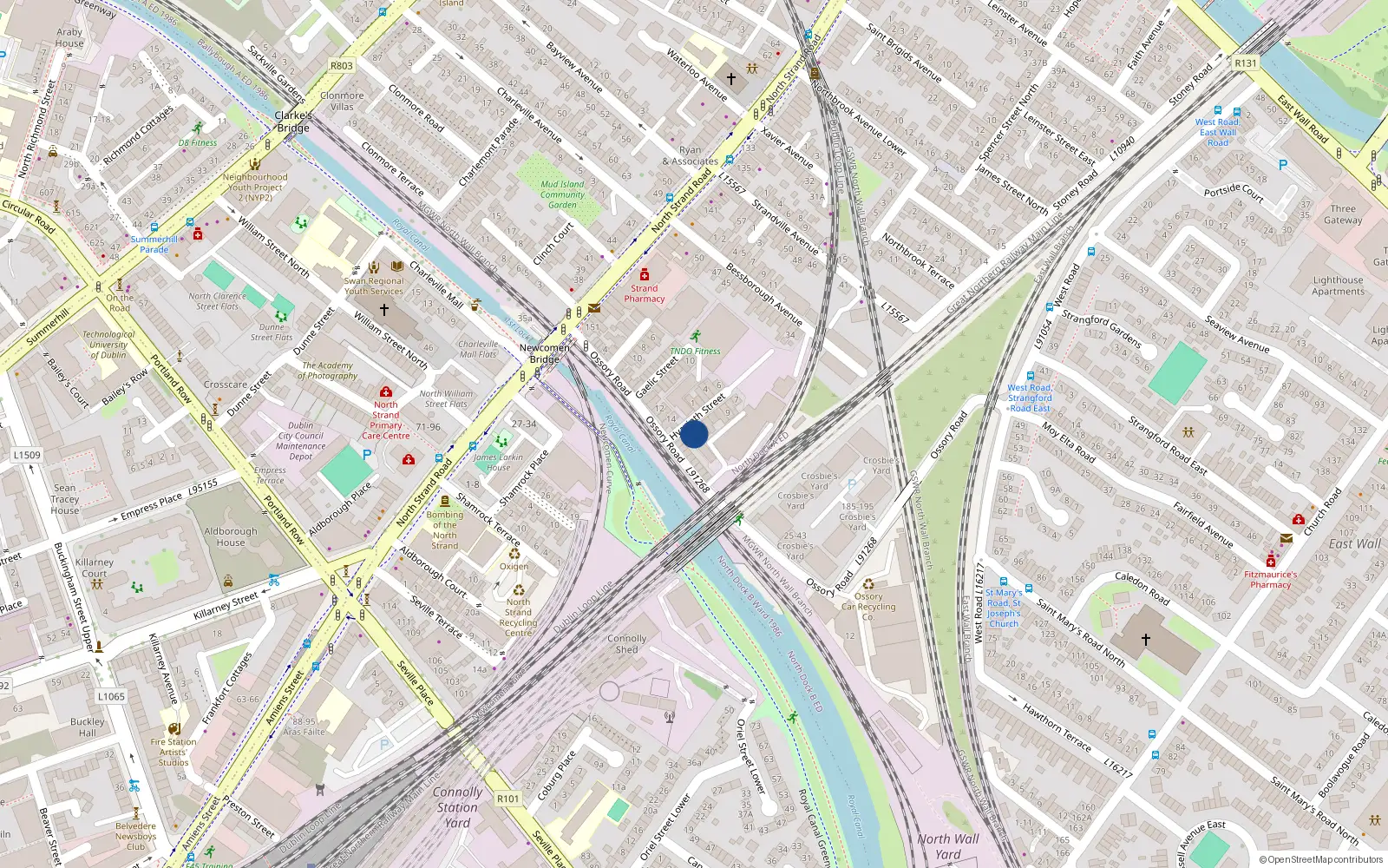 Overhead map showing the location of 15 Hyacinth Street, North Strand