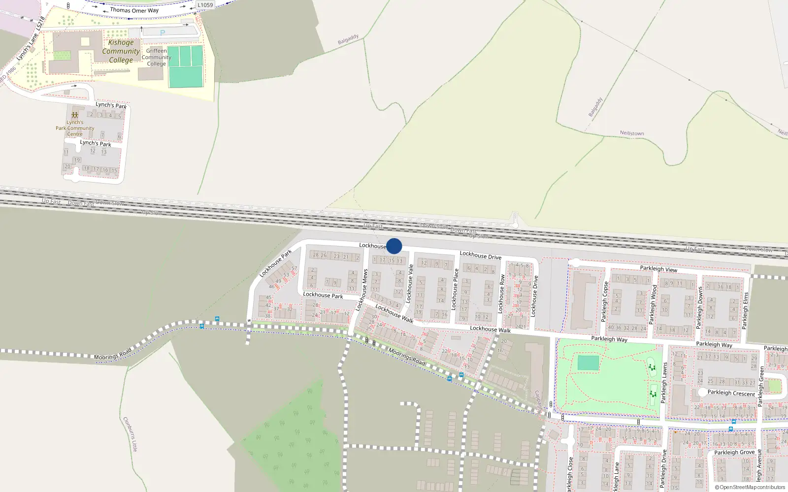 Overhead map showing the location of 15 Lockhouse Drive