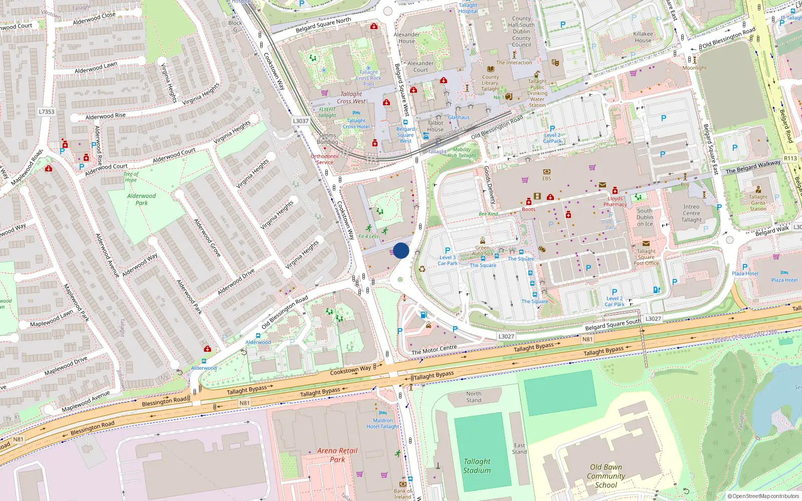 Overhead map showing the location of 15 Losset Hall, 12a Belgard Square West, Tallaght