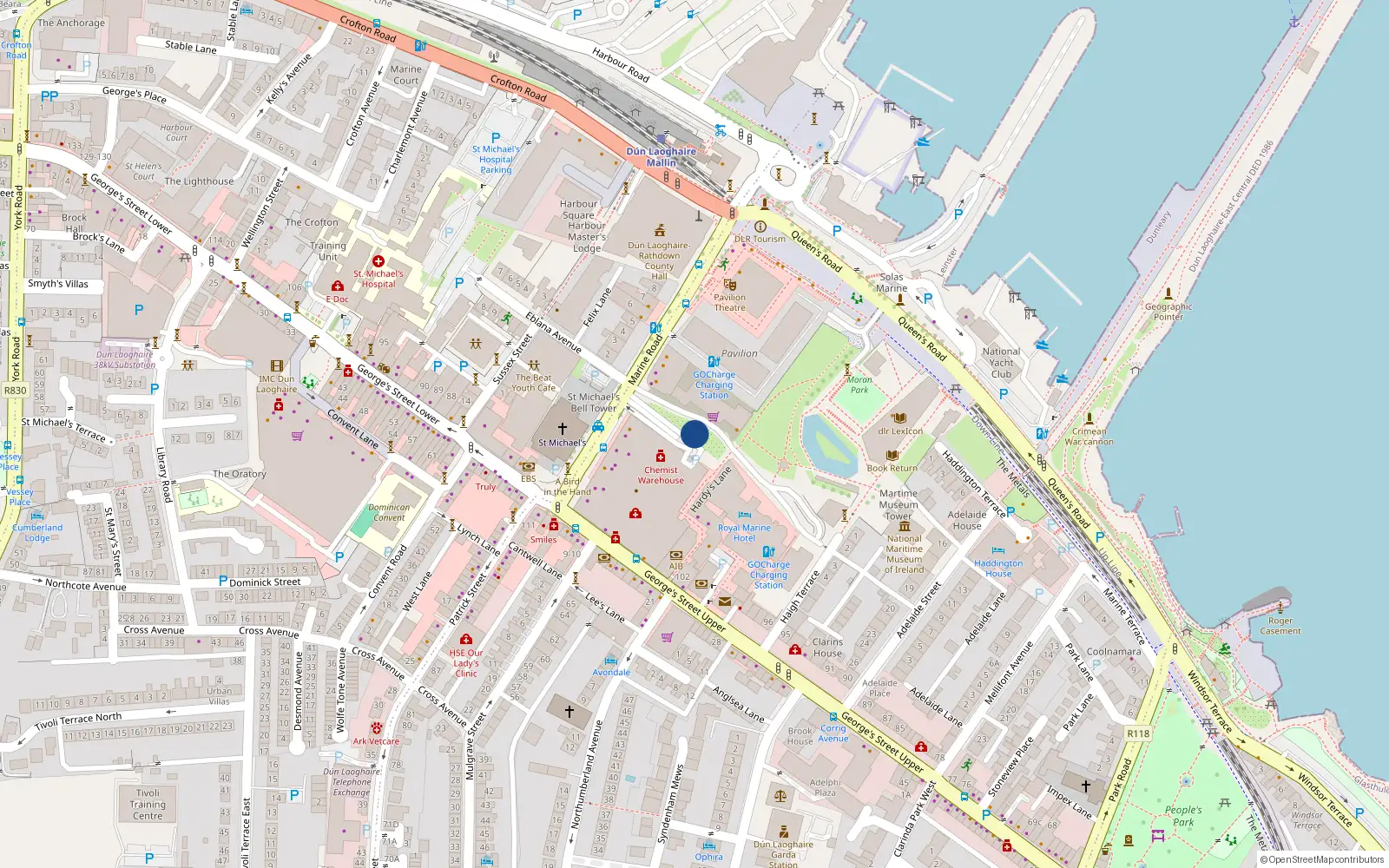 Overhead map showing the location of 15 Marine Road, County Dublin