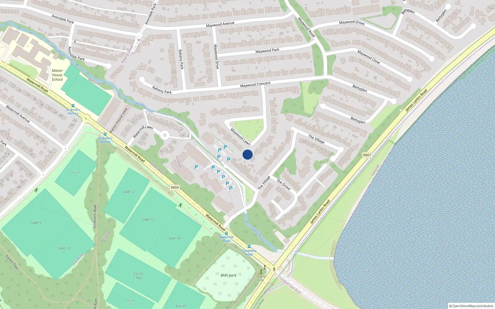 Overhead map showing the location of 15 Maywood Lawn, Dublin 5