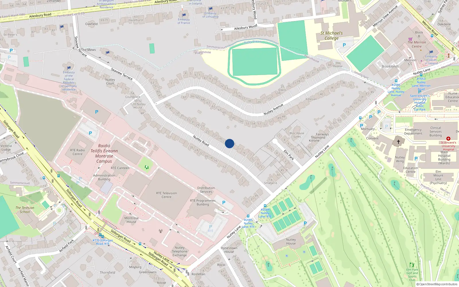 Overhead map showing the location of 15 Nutley Road, Priesthouse