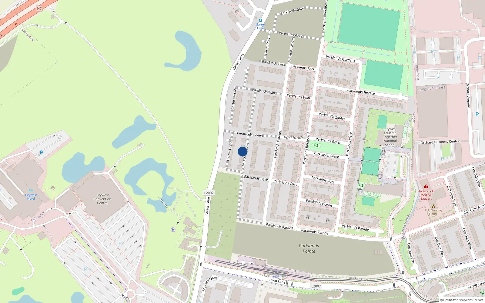 Overhead map showing the location of 15 Parklands Links, Saggart