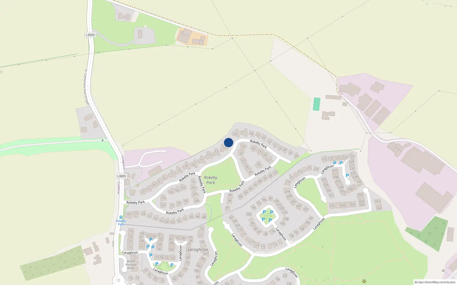 Overhead map showing the location of 15 Rokeby Park, Lucan